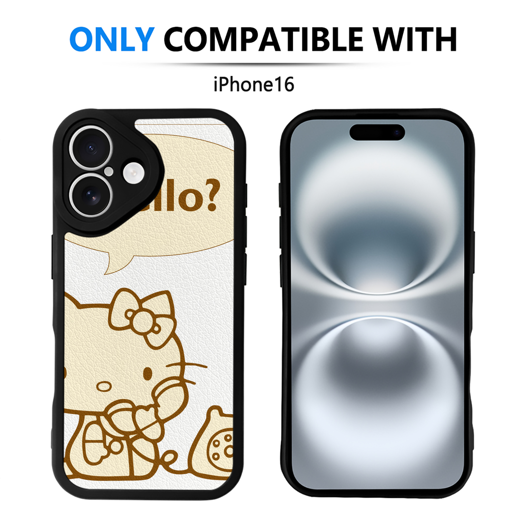 （画像用） Hello Kitty ハローキティ 【iPhone 16シリーズ対応】シリコンスマホケース（レザー調） 材質：シリコン